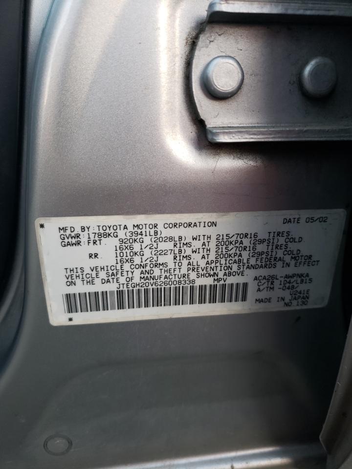 JTEGH20V626008338 2002 Toyota Rav4