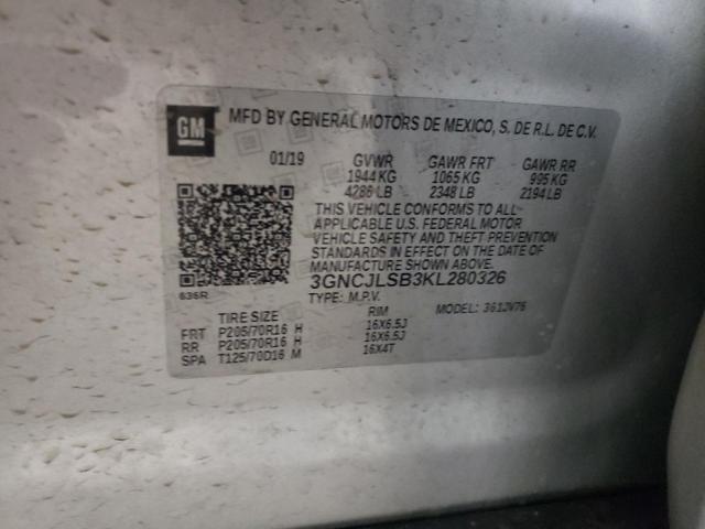 3GNCJLSB3KL280326 2019 Chevrolet Trax 1Lt