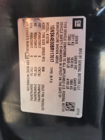 2011 Chevrolet Tahoe K1500 VIN: 1GNSK4E09BR117617 Lot: 78345433