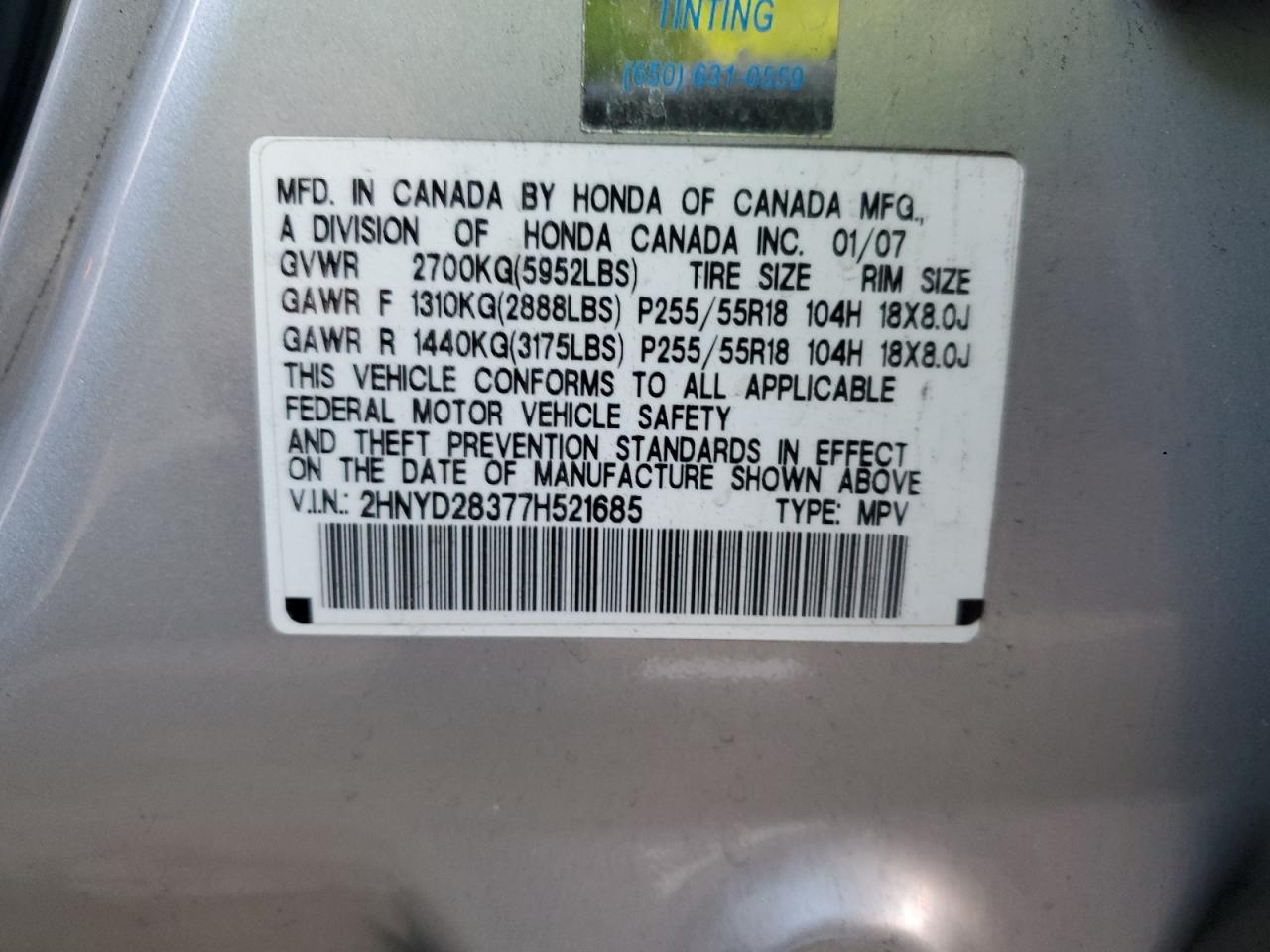 2HNYD28377H521685 2007 Acura Mdx Technology