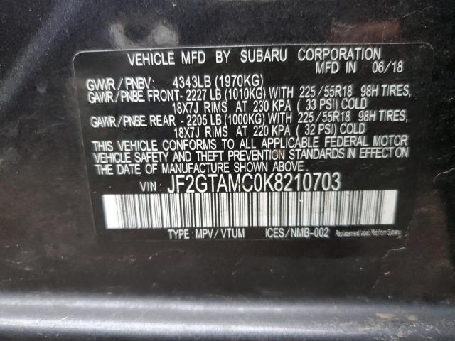 JF2GTAMC0K8210703 | 2019 SUBARU CROSSTREK