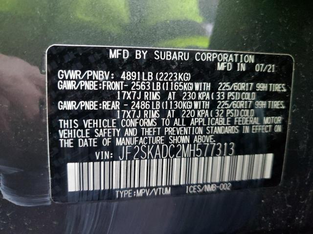 JF2SKADC2MH577313 | 2021 SUBARU FORESTER