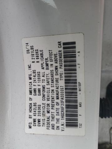 1HGCR6F30FA000057 | 2015 HONDA ACCORD HYB