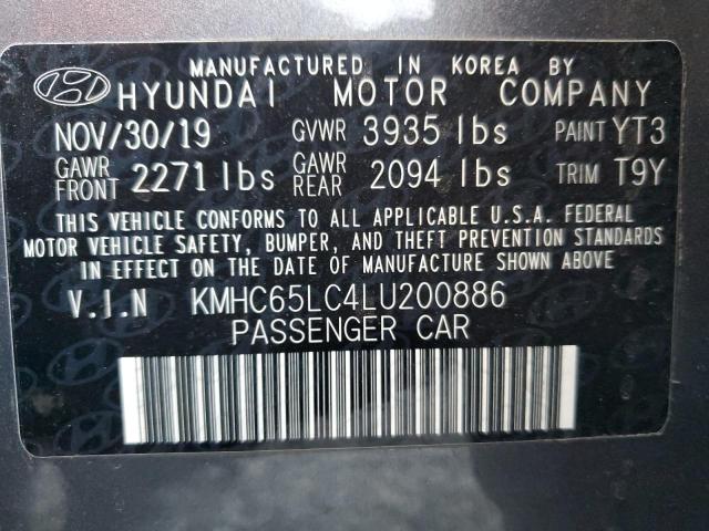 2020 HYUNDAI IONIQ BLUE - KMHC65LC4LU200886