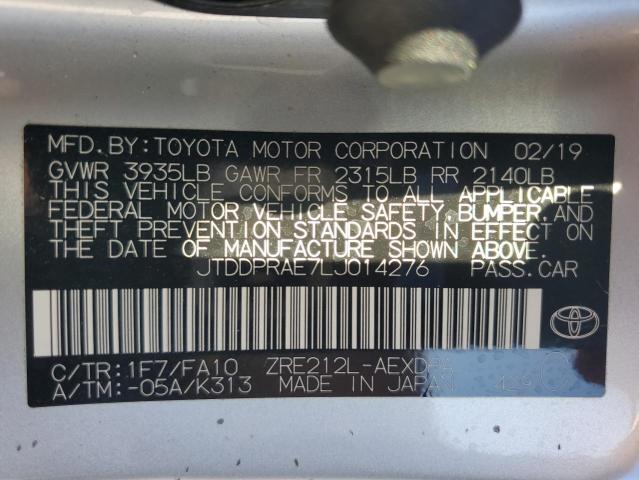 JTDDPRAE7LJ014276 | 2020 TOYOTA COROLLA L