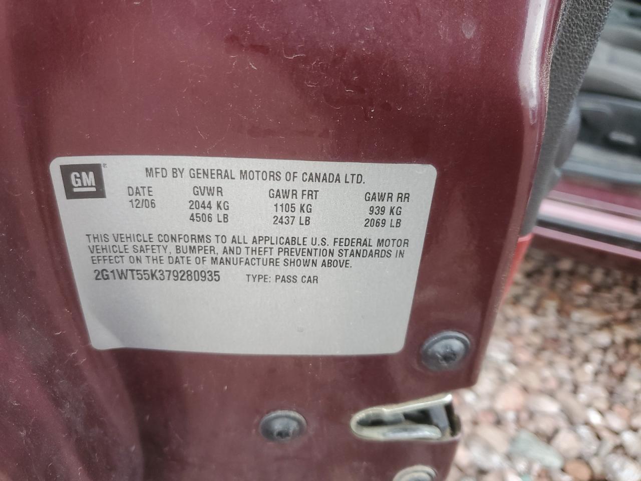 2G1WT55K379280935 2007 Chevrolet Impala Lt