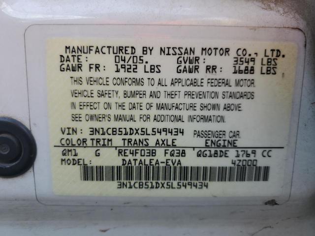 3N1CB51DX5L549434 | 2005 Nissan sentra 1.8