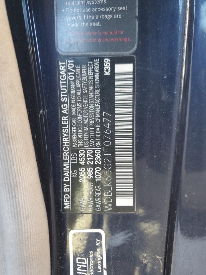 WDBLK65G21T076477 2001 Mercedes-Benz Clk 320