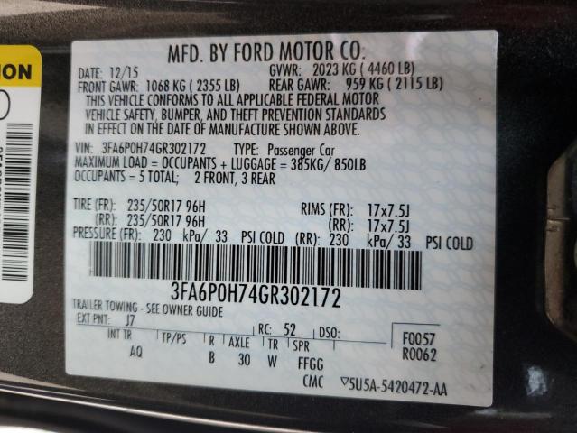 3FA6P0H74GR302172 2016 FORD FUSION - Image 13