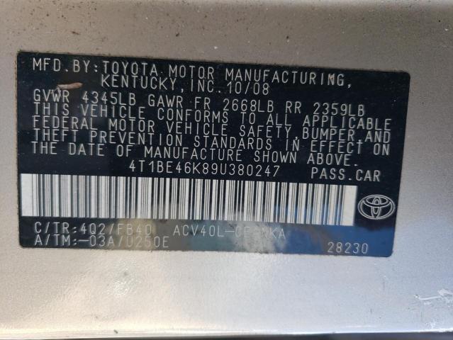 4T1BE46K89U380247 | 2009 Toyota camry base