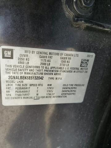 2GNALBEK6E6132042 | 2014 CHEVROLET EQUINOX LT