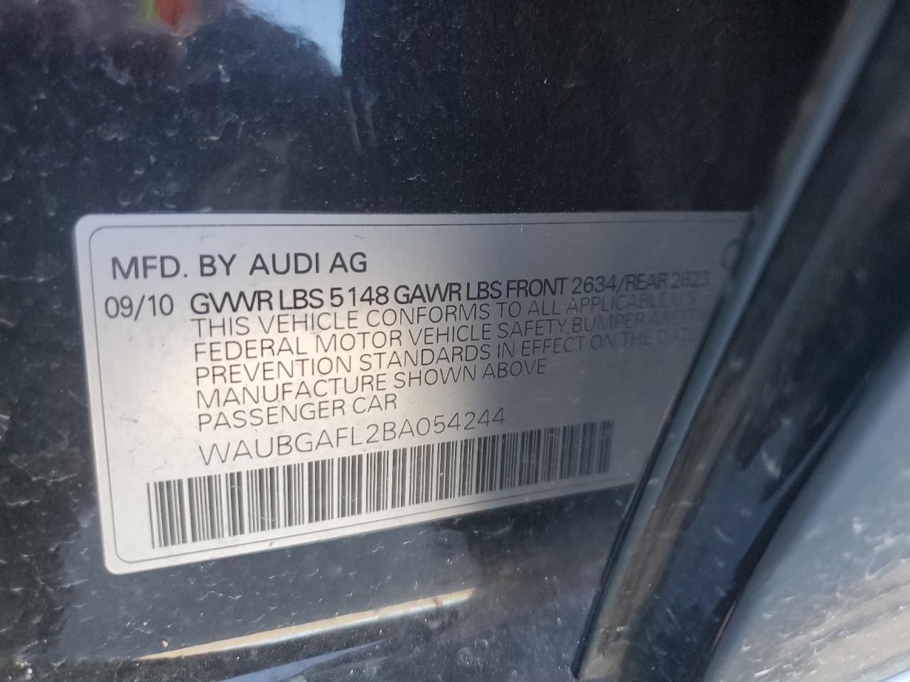 waubgafl2ba054244 WAUBGAFL2BA054244 2011 Audi S4 Premium Plus