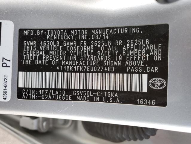 4T1BK1FK7EU027483 | 2014 TOYOTA CAMRY SE