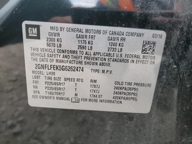 2GNFLFEK5G6262474 | 2016 CHEVROLET EQUINOX LT