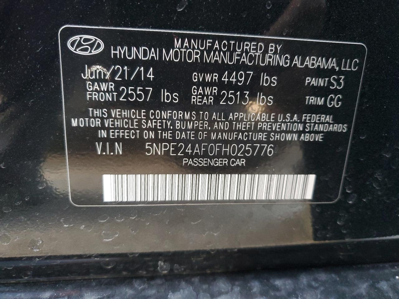 Lot #2371467192 2015 HYUNDAI SONATA SE