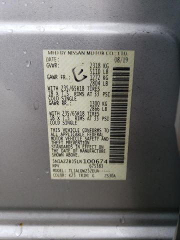 2020 NISSAN MURANO  SV 5N1AZ2BJ5LN100674