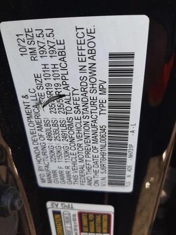 5J6RT6H91NL006345 Honda Cr-v Touring