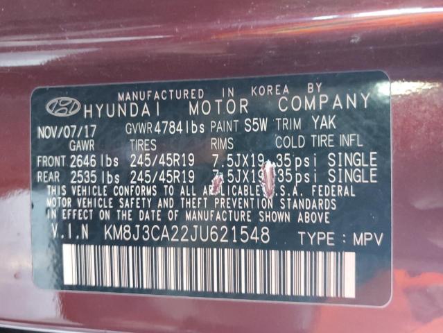 KM8J3CA22JU621548 | 2018 HYUNDAI TUCSON VAL