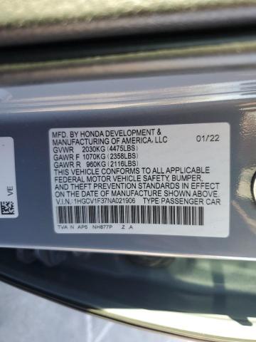 1HGCV1F37NA021906 | 2022 HONDA ACCORD SPO