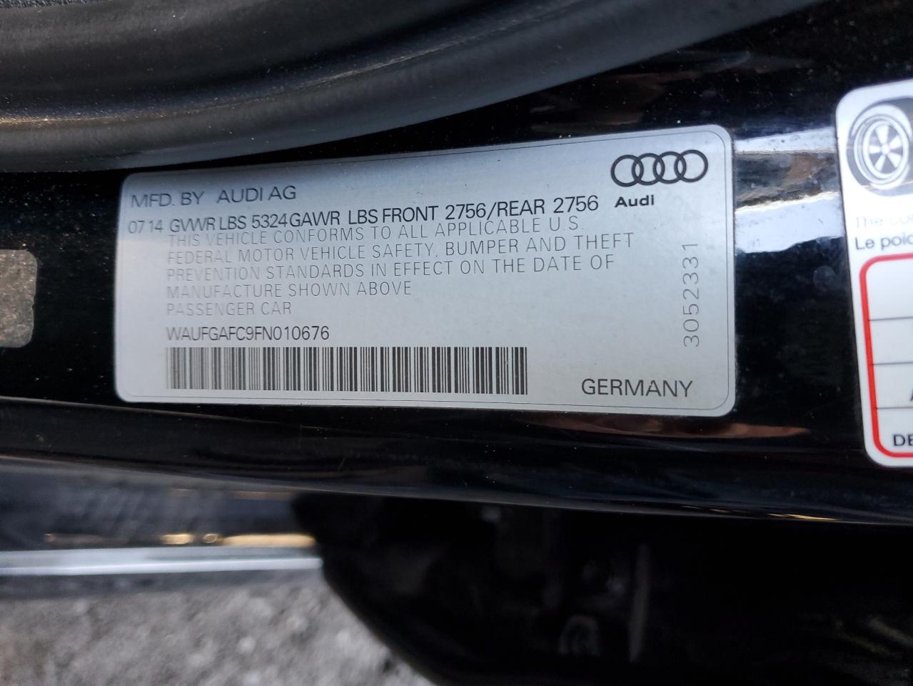 WAUFGAFC9FN010676 2015 Audi A6 Premium Plus