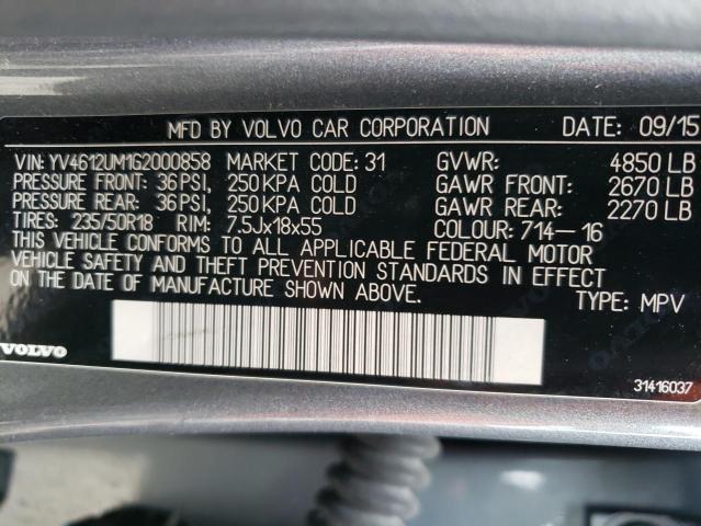 2016 VOLVO S60 CROSS YV4612UM1G2000858