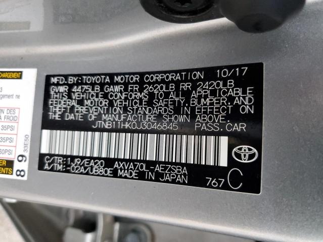 JTNB11HK0J3046845 | 2018 TOYOTA CAMRY L