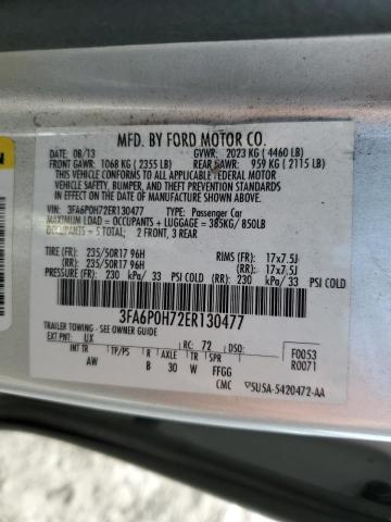 3FA6P0H72ER130477 | 2014 FORD FUSION SE