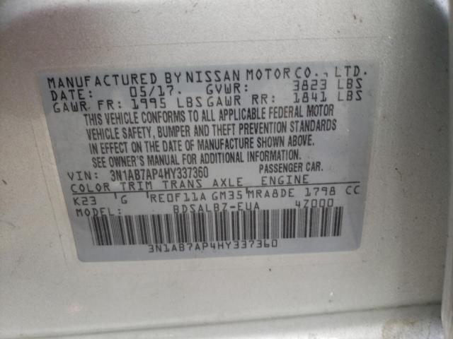 2017 NISSAN SENTRA S/S 3N1AB7AP4HY337360