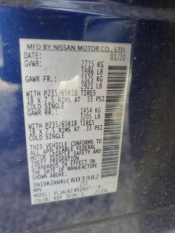 5N1DR2AN4LC603982 | 2020 NISSAN PATHFINDER