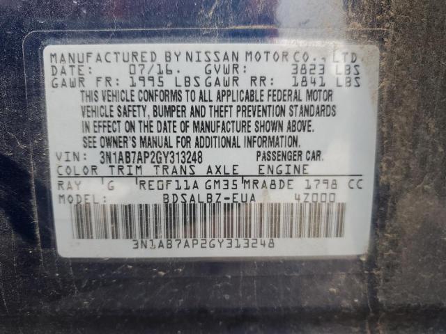 3N1AB7AP2GY313248 | 2016 NISSAN SENTRA S