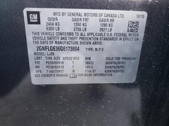 2GNFLGE36G6173804 | 2016 CHEVROLET EQUINOX LT