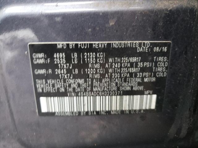 2017 Subaru Outback 2.5I Premium VIN: 4S4BSADC6H3230371 Lot: 82471563