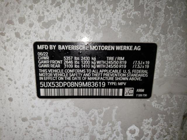 5UX53DP08N9M83619 2022 BMW X3, photo no. 13