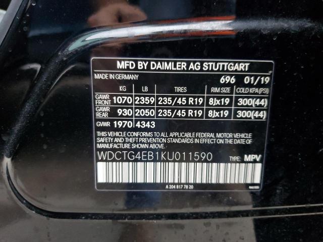 VIN WDCTG4EB1KU011590 2019 Mercedes-Benz GLA-Class,... no.13