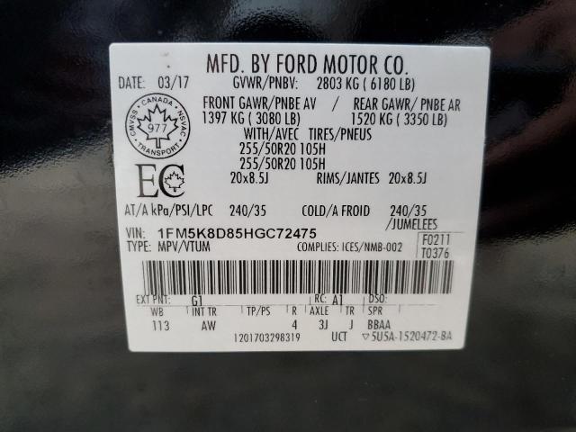 1FM5K8D85HGC72475 | 2017 FORD EXPLORER X