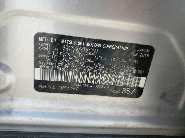 VIN JA4AP3AU4JU008481 2018 Mitsubishi Outlander, ES no.12