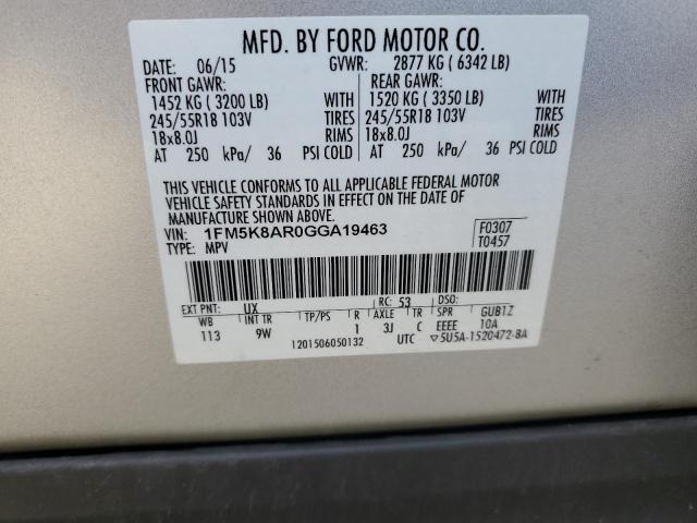 2016 Ford Explorer Police Interceptor VIN: 1FM5K8AR0GGA19463 Lot: 81167903