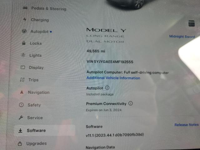 5YJYGAEE4MF192555 | 2021 TESLA MODEL Y