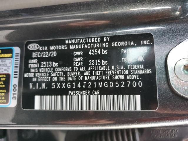 5XXG14J21MG052700 | 2021 KIA K5 LXS