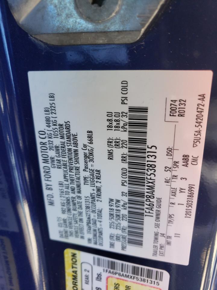 1fa6p8amxf5381315 1FA6P8AMXF5381315 2015 Ford Mustang