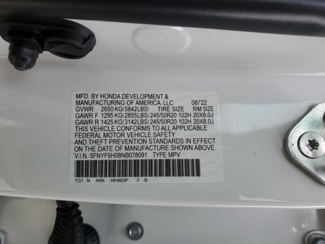 5FNYF6H08NB078091 2022 Honda Pilot Elite