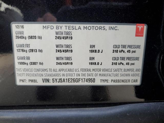 2016 TESLA MODEL S 70 5YJSA1E26GF174950