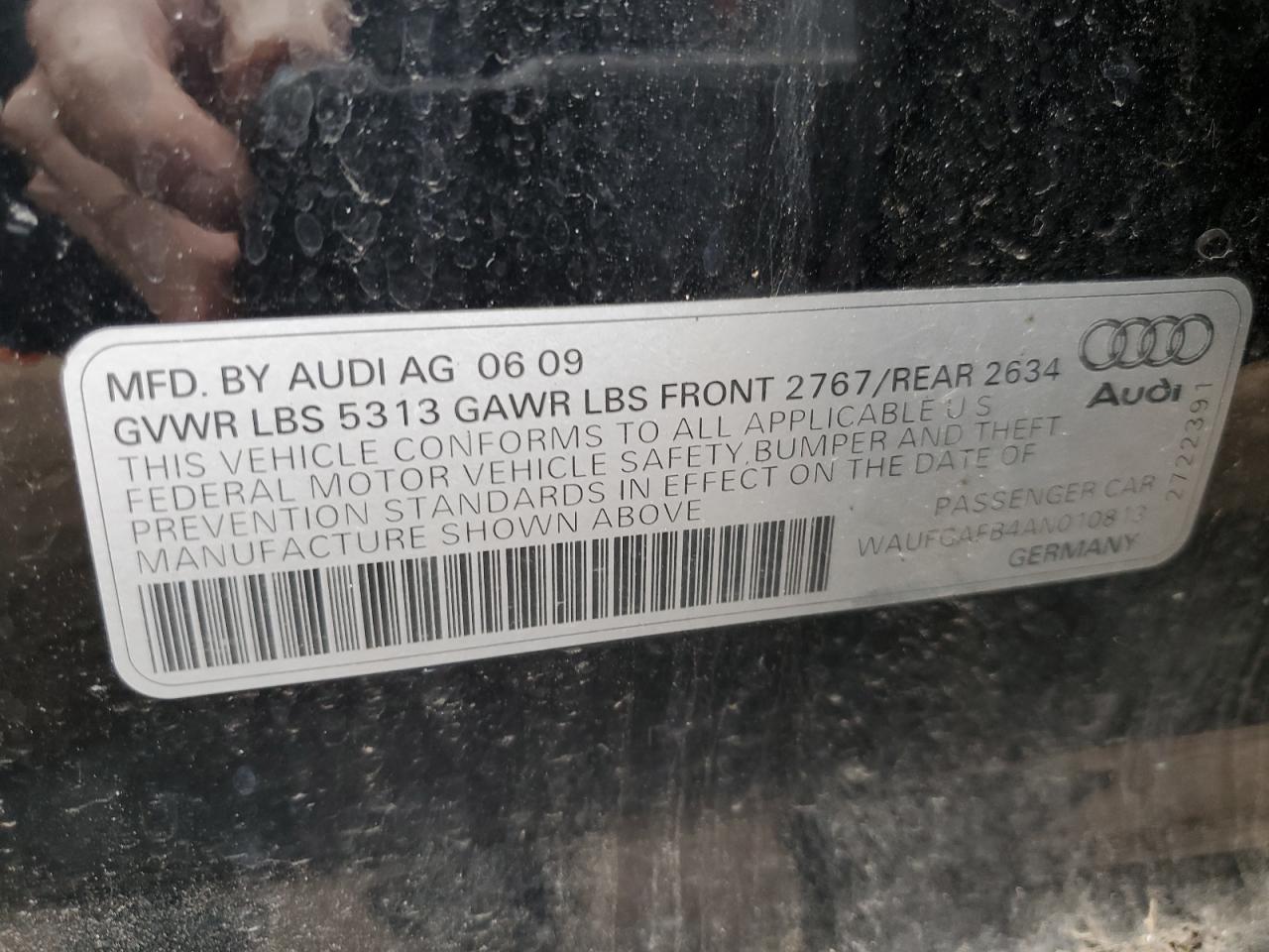 WAUFGAFB4AN010813 2010 Audi A6 Premium Plus