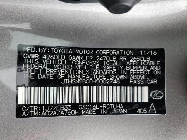 2017 LEXUS RC 300 - JTHSM5BC0H5002748
