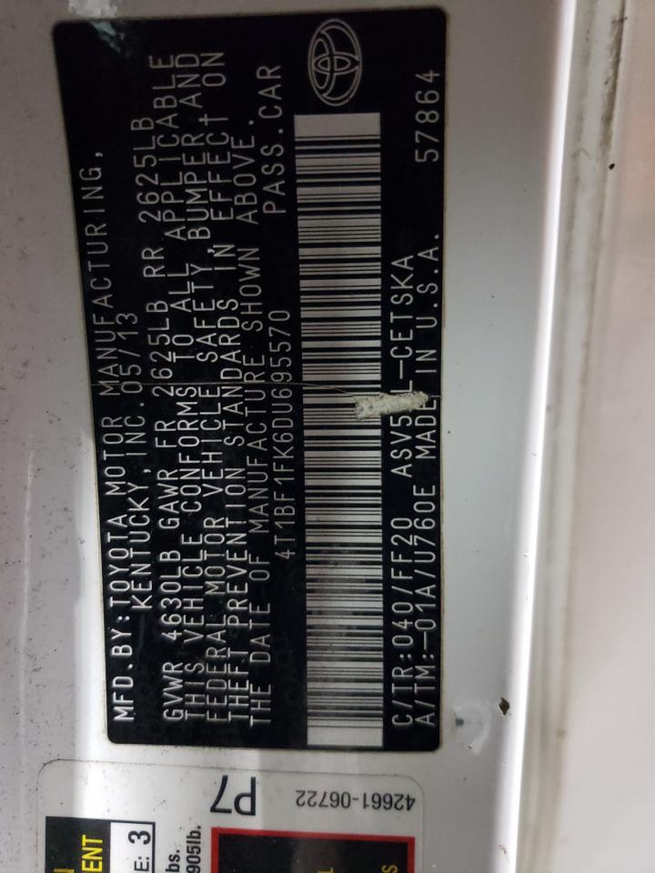 4T1BF1FK6DU695570 2013 Toyota Camry L 4T1BF1FK6DU695570 2013 Toyota Camry L