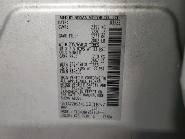 2022 NISSAN MURANO 5N1AZ2BS8NC123857