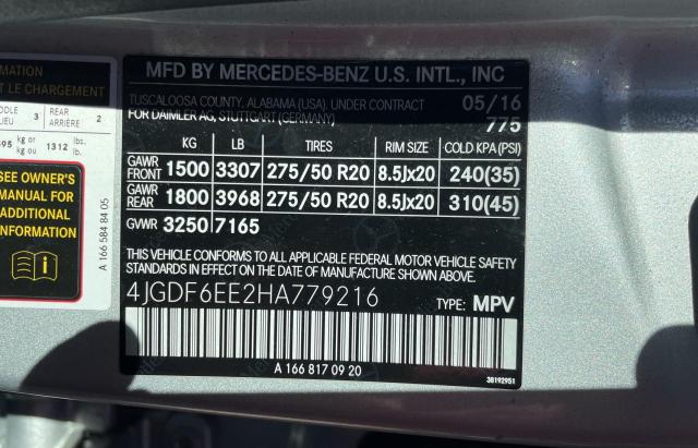 2017 Mercedes-Benz Gls 450 4Matic VIN: 4JGDF6EE2HA779216 Lot: 79988223