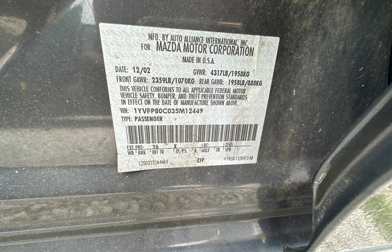 1yvfp80c035m12449 1YVFP80C035M12449 2003 Mazda 6 I