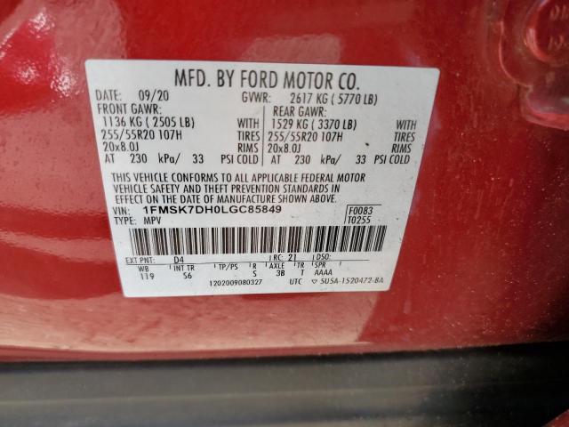 1FMSK7DH0LGC85849 | 2020 FORD EXPLORER X