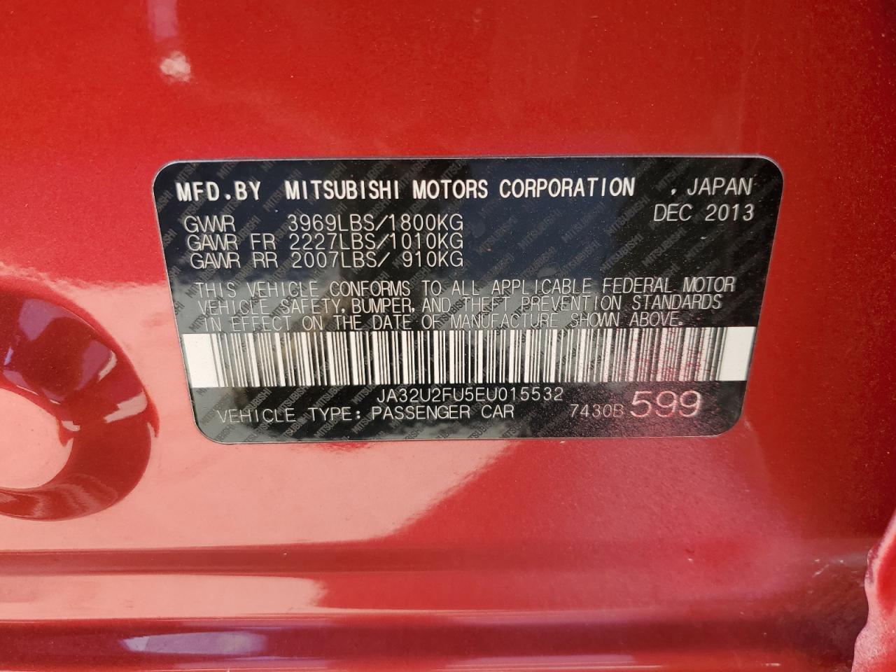 JA32U2FU5EU015532 2014 Mitsubishi Lancer Es/Es Sport